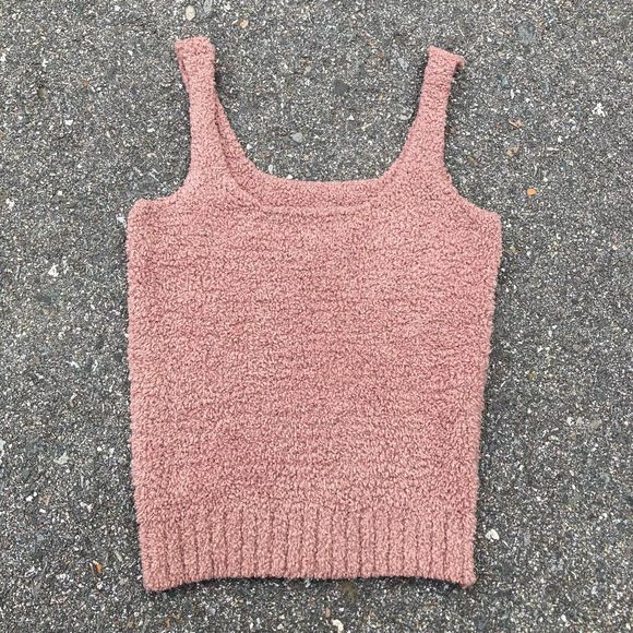Skims, Cozy Knit Tank, Plush & Fuzzy Loungewear Top, Rose Clay Women’s S/M